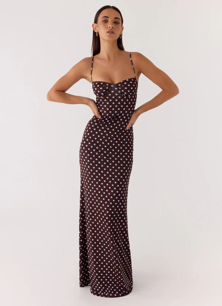Lumeva - Vestido Maxi Bustier Polka Dot