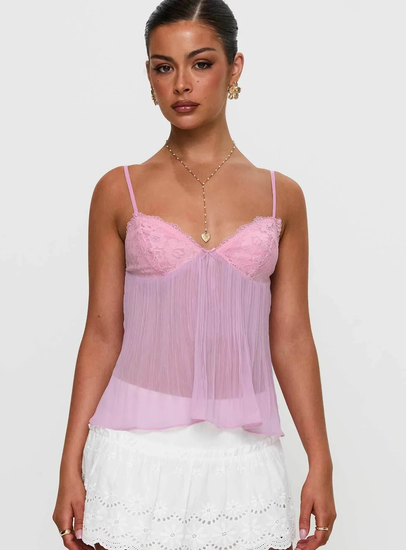 Lumeva - Pleated Lace Top