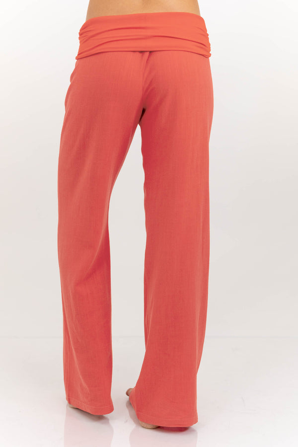 Lumeva - Pantaloni con risvolto color corallo