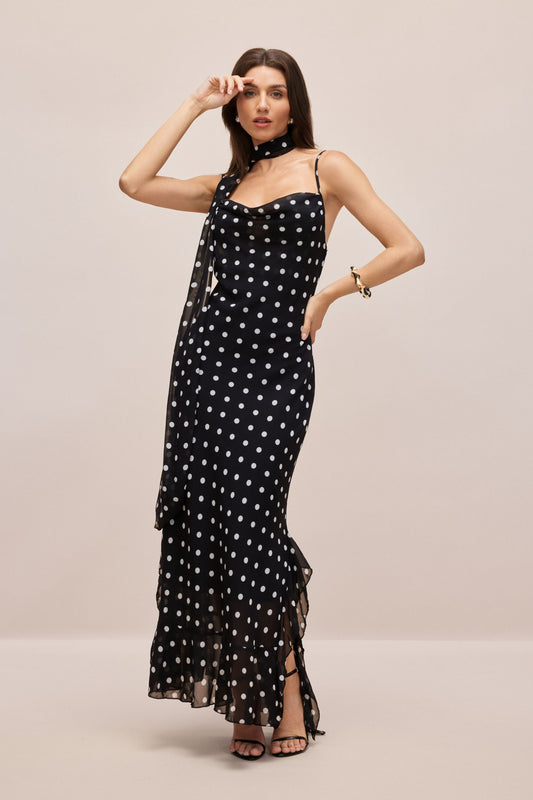 Lumeva - Vestido Polka Dot Espalda Descubierta