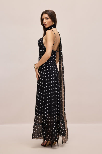 Lumeva - Vestido Polka Dot Espalda Descubierta