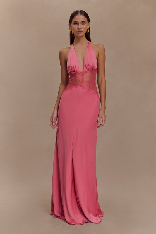 Lumeva Robe longue en satin et dentelle