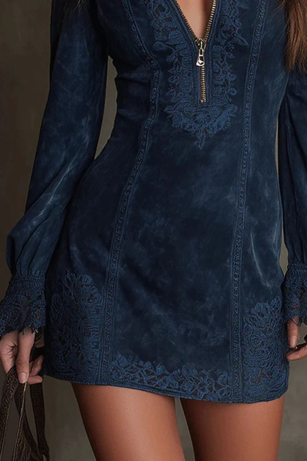 Lumeva - Vestido corto con cremallera en el frente