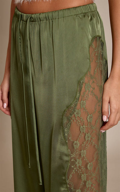 Lumeva - Pantalón de satén con encaje