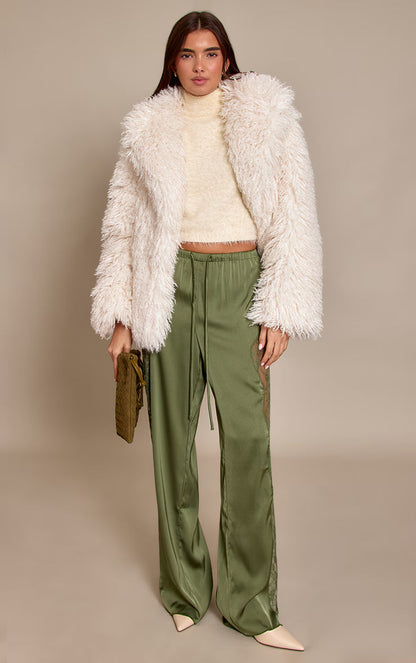 Lumeva - Pantalón de satén con encaje