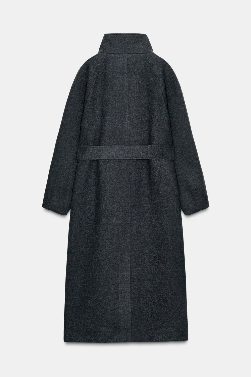 Cappotto morbido a collo alto con cintura