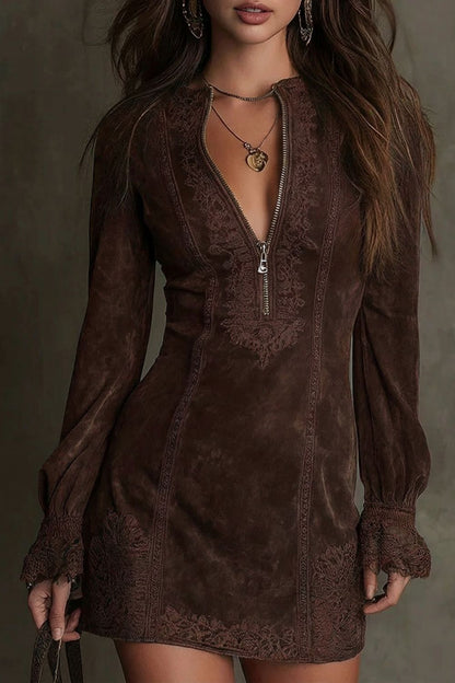 Lumeva - Vestido corto con cremallera en el frente