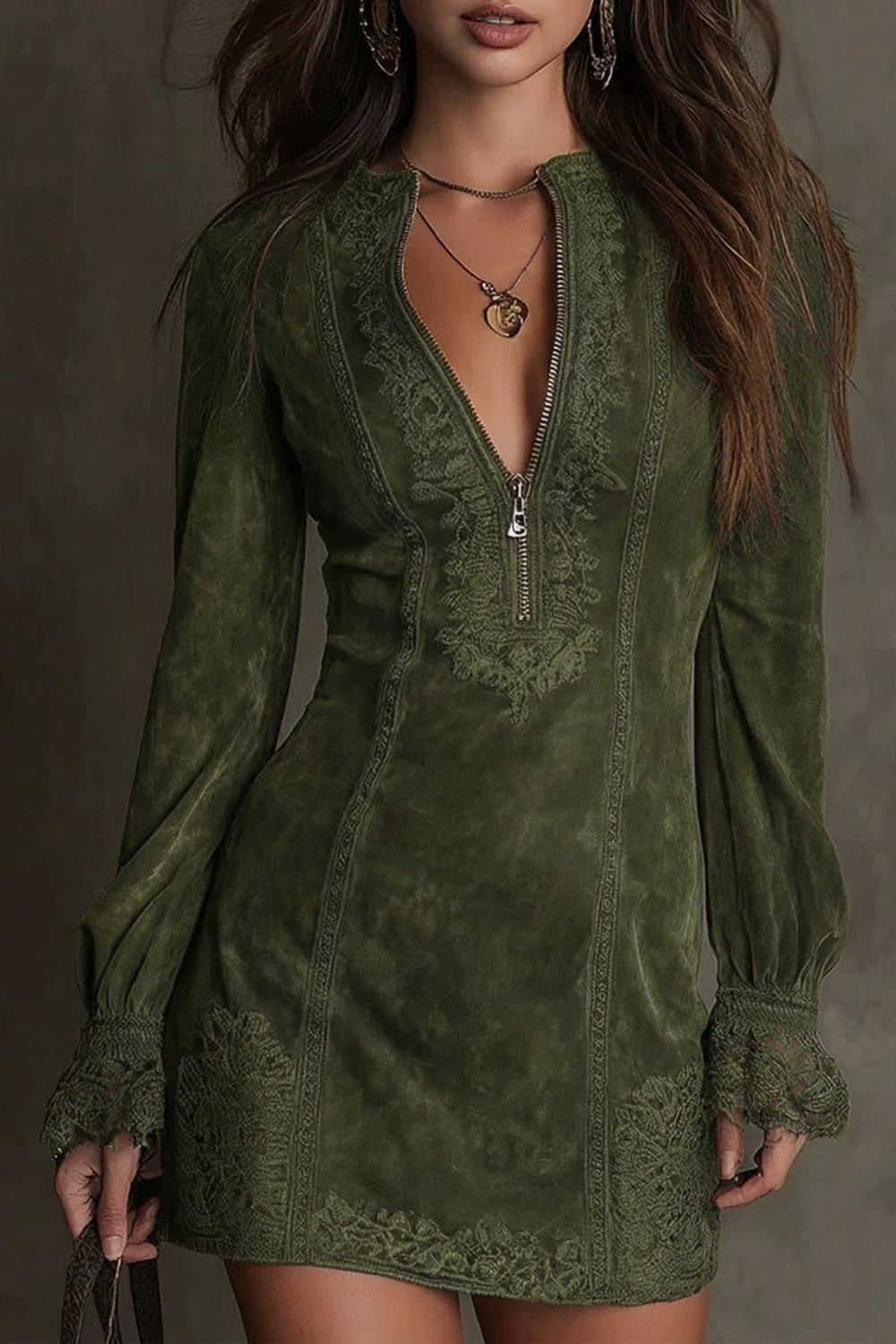 Lumeva - Vestido corto con cremallera en el frente