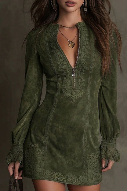 Lumeva - Vestido corto con cremallera en el frente