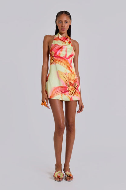 Lumeva - Tropical orchid minidress