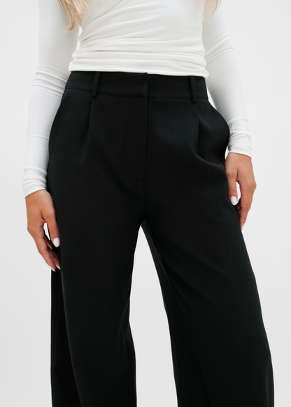 Lumeva - Pantalones de pierna ancha de talle alto y corte sastre