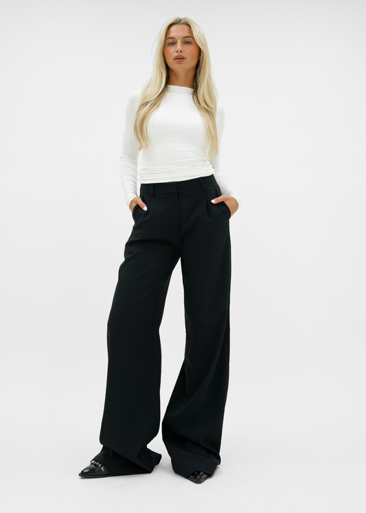 Lumeva - Pantalones de pierna ancha de talle alto y corte sastre