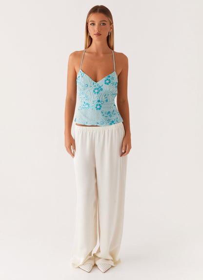 Lumeva - Top de lentejuelas floral