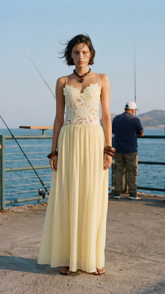 Lumeva - Vestido maxi Tamara amarillo mantequilla