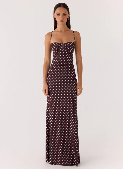 Lumeva - Vestido Maxi Bustier Polka Dot