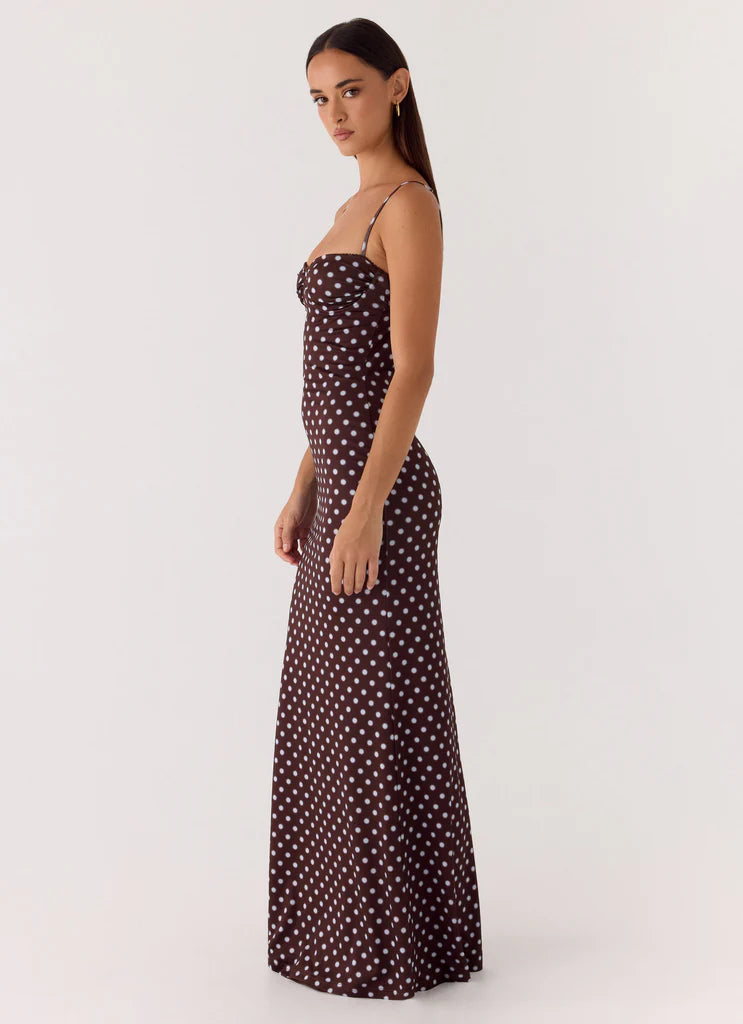 Lumeva - Vestido Maxi Bustier Polka Dot