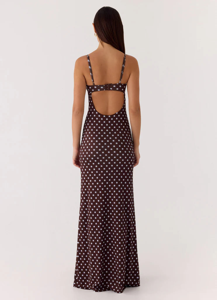Lumeva - Vestido Maxi Bustier Polka Dot