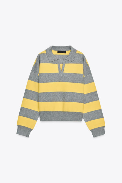 Lumeva - Gelb-grau gestreifter Pullover