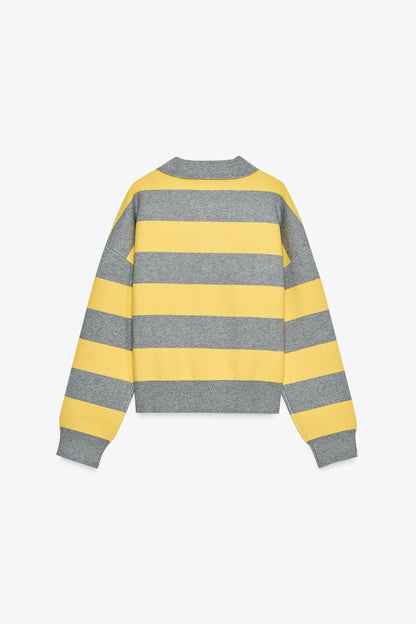Lumeva - Suéter a rayas amarillo y gris
