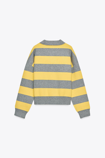 Lumeva - Gelb-grau gestreifter Pullover